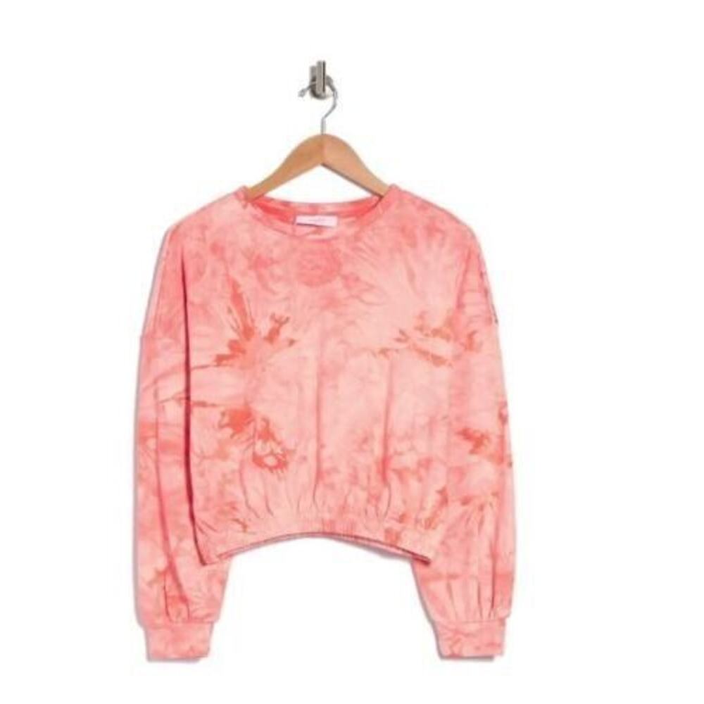 Elodie Women's‎ Tie Dye Elasticized Hem Sweatshirt in Pink Coral Tie Dye X-Small